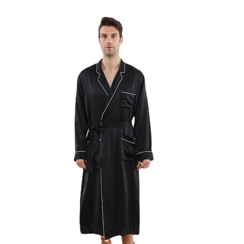 100% Mulberry silk silk pajamas men's robe