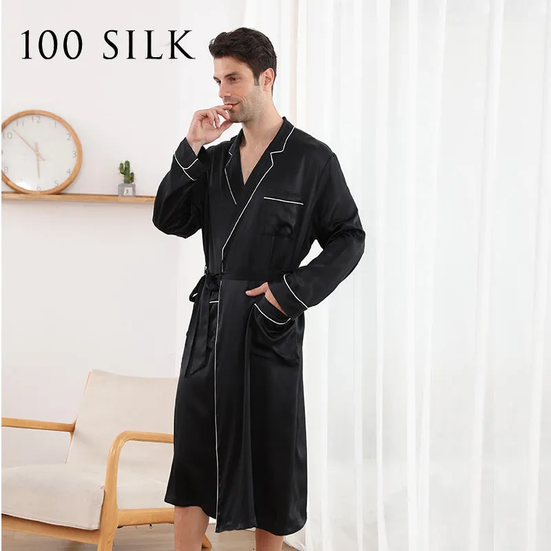 100% Mulberry silk silk pajamas men's robe