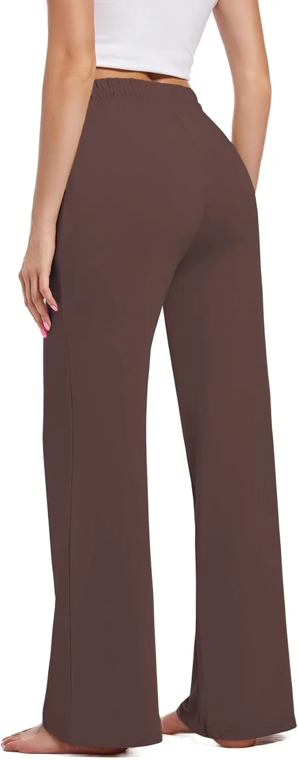 3 Pack Womens Yoga Sweatpants Wide Leg Lounge Pajamas Pants Drawstring Workout Comfy Joggers Sweatpants Pants Pockets