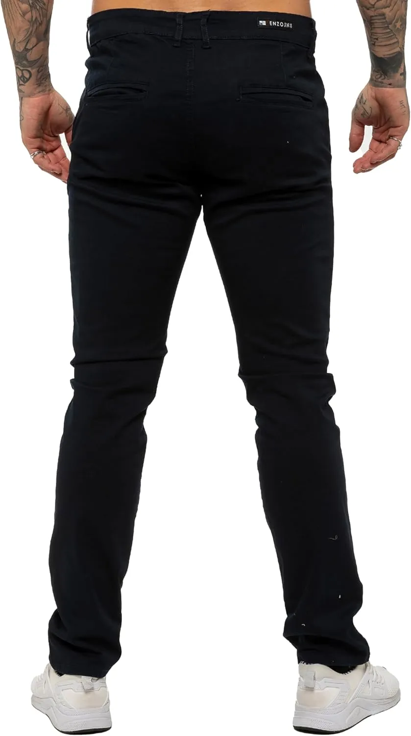989Z ENZO Mens Slim Fit Stretch Chino Jeans Casual Cotton Trousers Pants