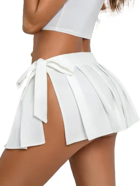 Avidlove Women Sexy Pleated Mini Skirt Role Play Solid Lingerie Skirts