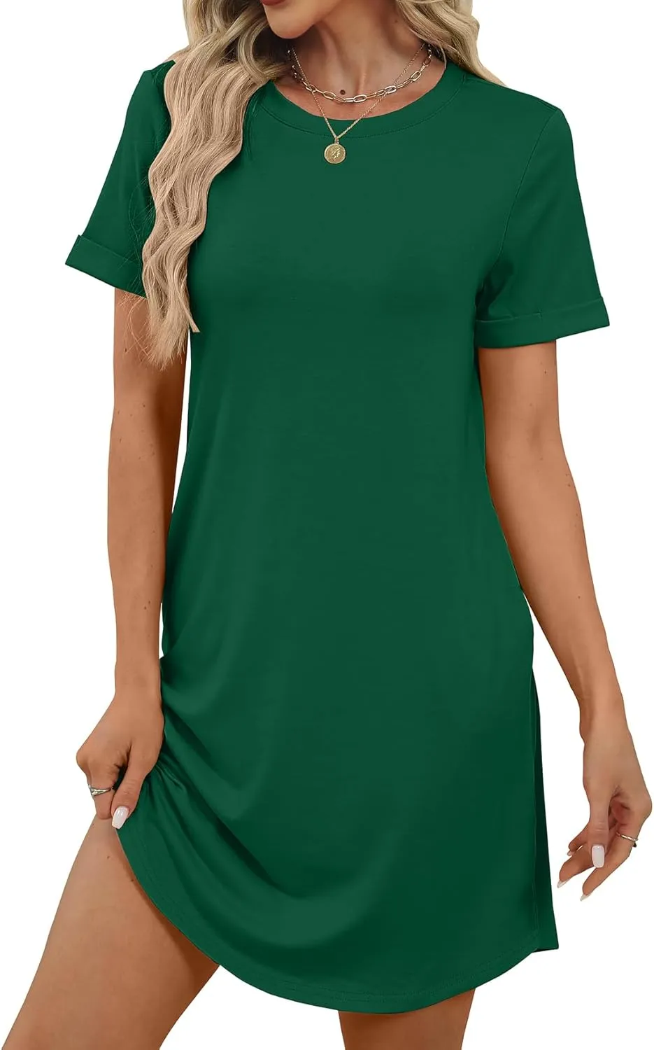 Bluetime Womens T Shirt Dresses Casual 2025 Summer Short Sleeve Loose Vacation Dress with Pockets