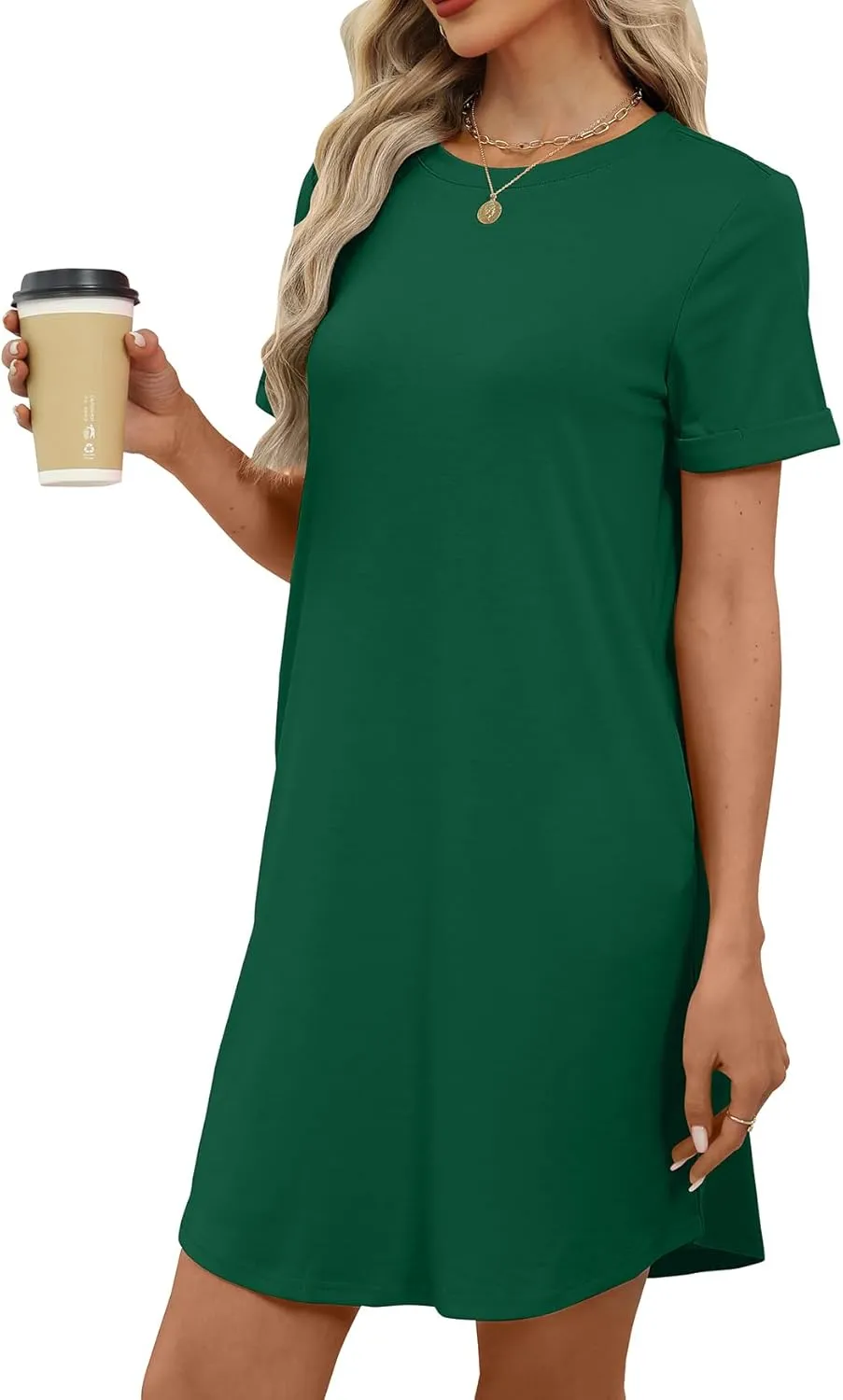 Bluetime Womens T Shirt Dresses Casual 2025 Summer Short Sleeve Loose Vacation Dress with Pockets