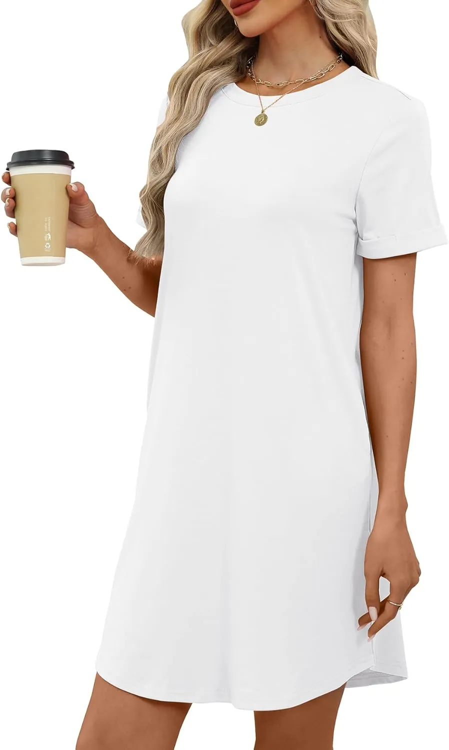 Bluetime Womens T Shirt Dresses Casual 2025 Summer Short Sleeve Loose Vacation Dress with Pockets