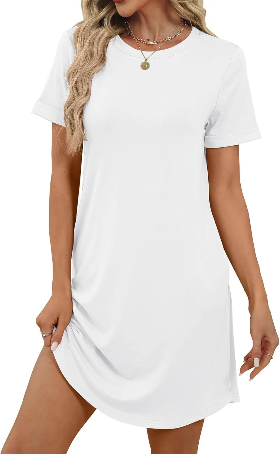 Bluetime Womens T Shirt Dresses Casual 2025 Summer Short Sleeve Loose Vacation Dress with Pockets