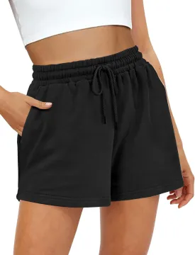 Buauty Women's Sweat Shorts SweatShorts Summer Lounge Cotton Drawstring Cute Fleece Athletic Running Shorts with Pockets