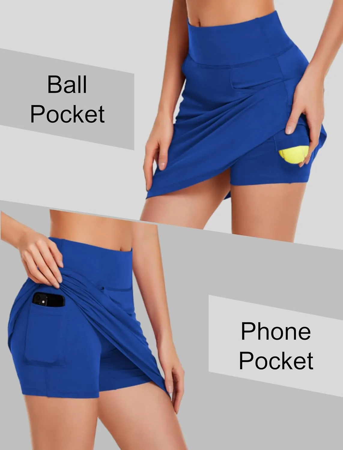 COOrun Women's Skorts Athletic Skirts with Pockets Knee Length Built-in Shorts Casual Skirt for Golf Tennis Workout (XS-3XL)