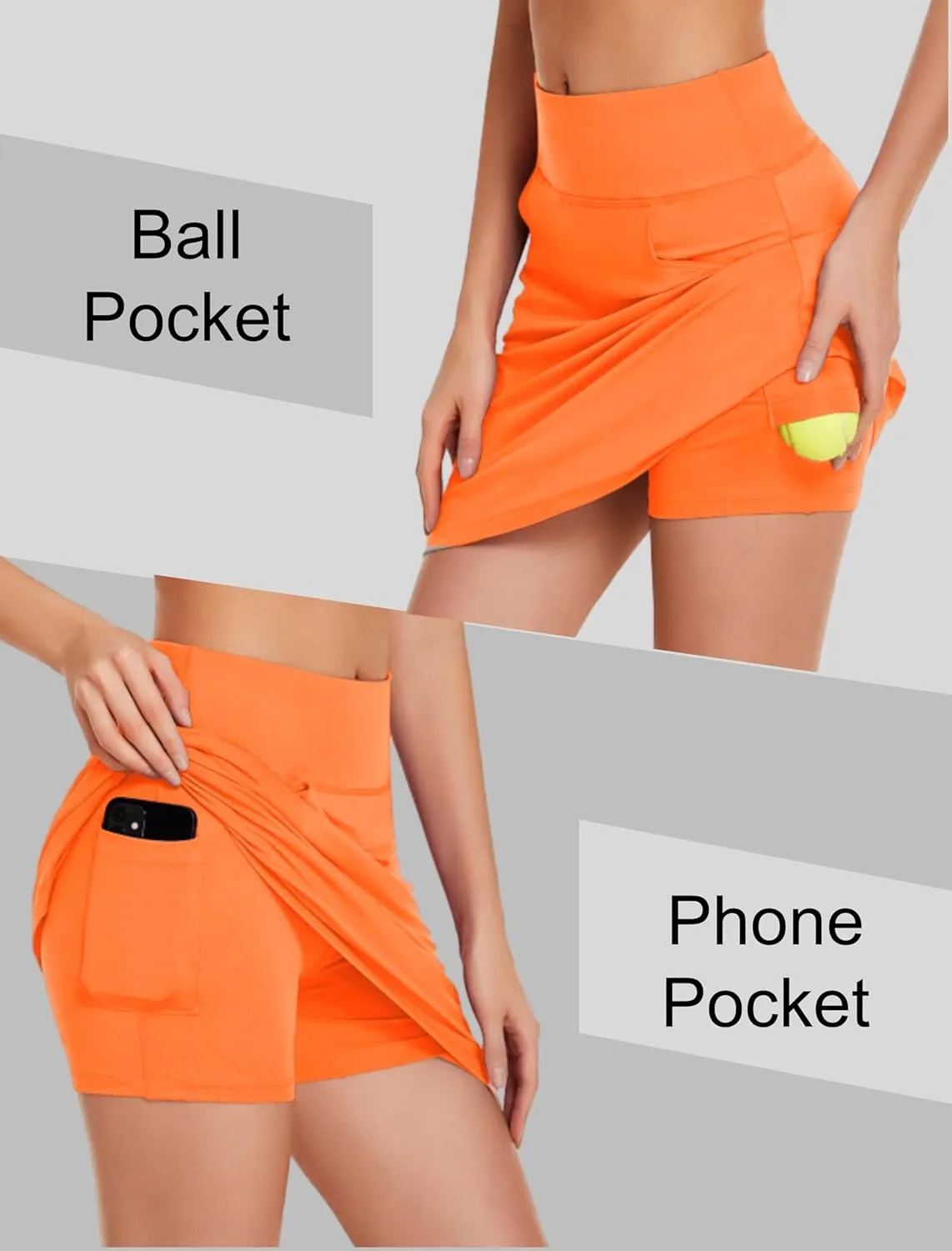 COOrun Women's Skorts Athletic Skirts with Pockets Knee Length Built-in Shorts Casual Skirt for Golf Tennis Workout (XS-3XL)