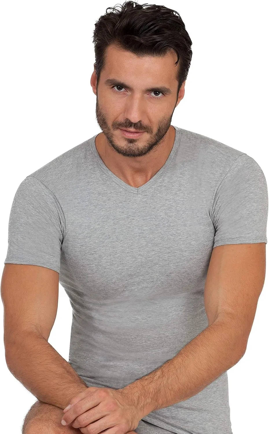 free spirit Basic Cotton Premium Quality 100% Cotton Men's V - Neck T-Shirt. Proudly Made in Italy.