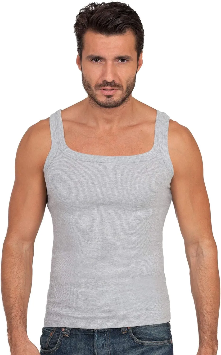 free spirit Basic Cotton Premium Quality 100% Ribbed Cotton Men's Muscle Tank Top. Proudly Made in Italy.