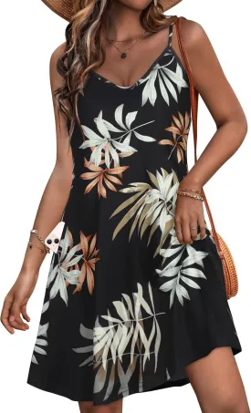 JOELLYUS Womens Spaghetti Strap Dress Summer Dresses Beach Cover Ups Casual Sundresses with Pockets