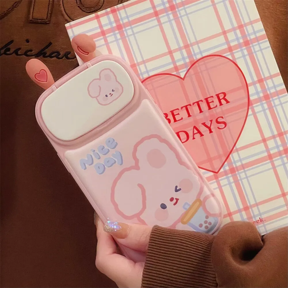 Kawaii 3D Cute Bunny Bear iPhone Case With Mirror