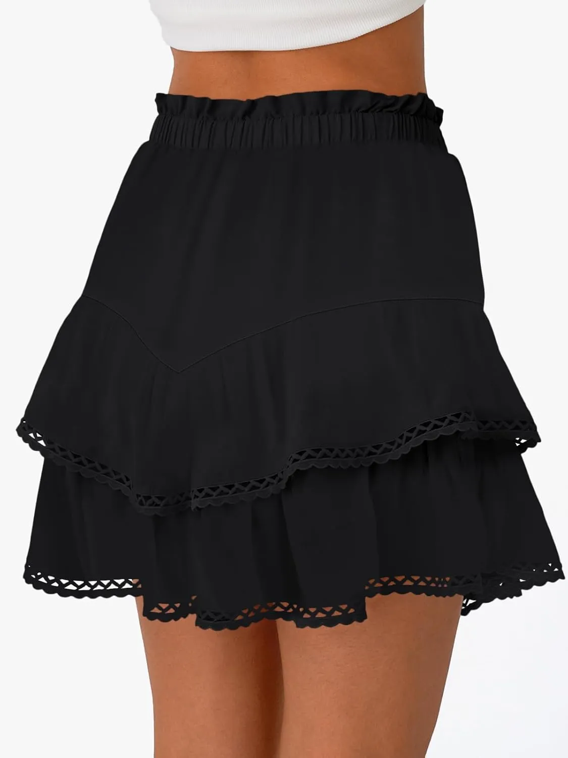 LILLUSORY Womens Skorts Summer Casual Boho Flowy Shorts High Waist Mini Skirts Ruffle Tiered Golf Tennis Y2K Clothes