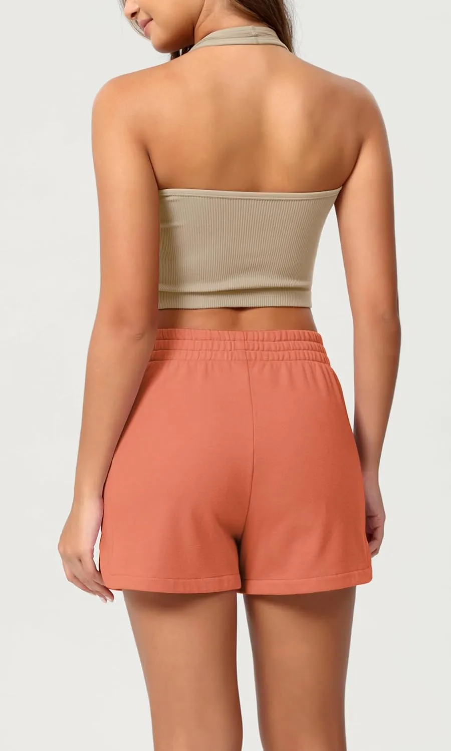 ODODOS Women's Sweat Shorts Cotton French Terry Curved Hem Workout Casual Relaxed Lounge Shorts with Pockets