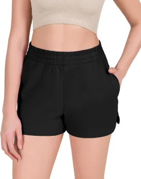 ODODOS Women's Sweat Shorts Cotton French Terry Curved Hem Workout Casual Relaxed Lounge Shorts with Pockets