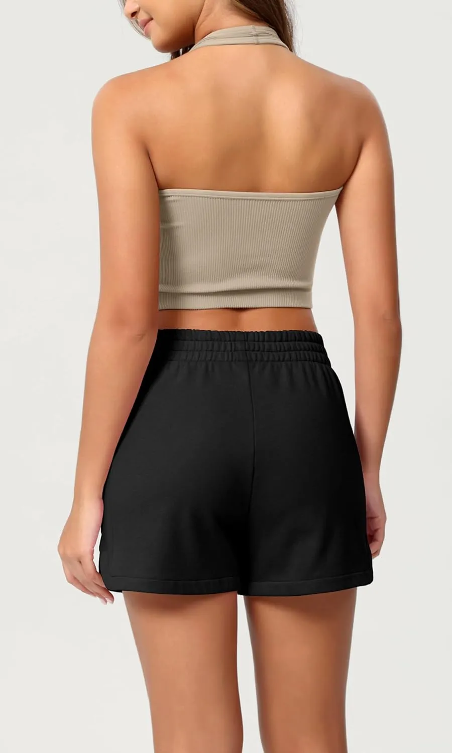 ODODOS Women's Sweat Shorts Cotton French Terry Curved Hem Workout Casual Relaxed Lounge Shorts with Pockets