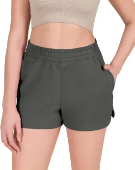 ODODOS Women's Sweat Shorts Cotton French Terry Curved Hem Workout Casual Relaxed Lounge Shorts with Pockets