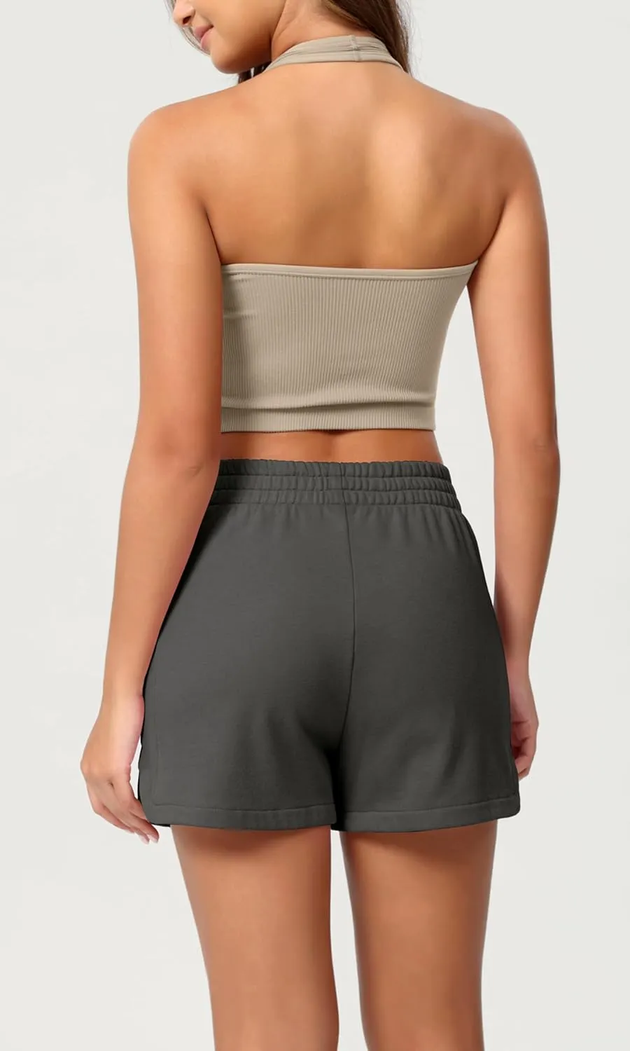 ODODOS Women's Sweat Shorts Cotton French Terry Curved Hem Workout Casual Relaxed Lounge Shorts with Pockets