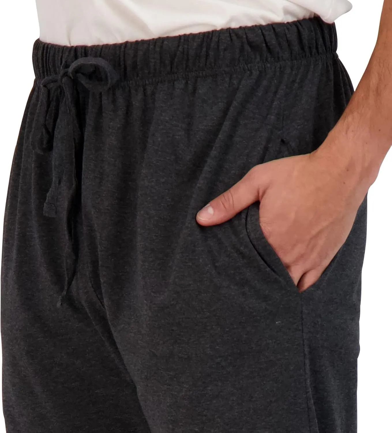 Real Essentials 3 Pack: Men's Cotton Jersey Soft Jogger Sleep Lounge Pajama Drawstring & Pockets (Available in Big & Tall)