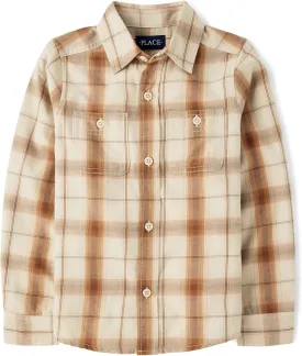 The Children's Place Boys' Long Sleeve Plaid Flannel Button Up Shirt