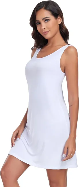 VintageClothing Womens Full Slip Tank Top Dress Soft Slip Under Dress Wide Straps Lingerie Nightgown