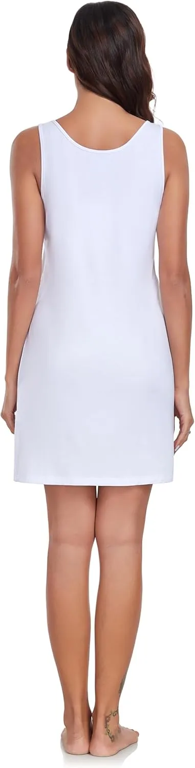 VintageClothing Womens Full Slip Tank Top Dress Soft Slip Under Dress Wide Straps Lingerie Nightgown