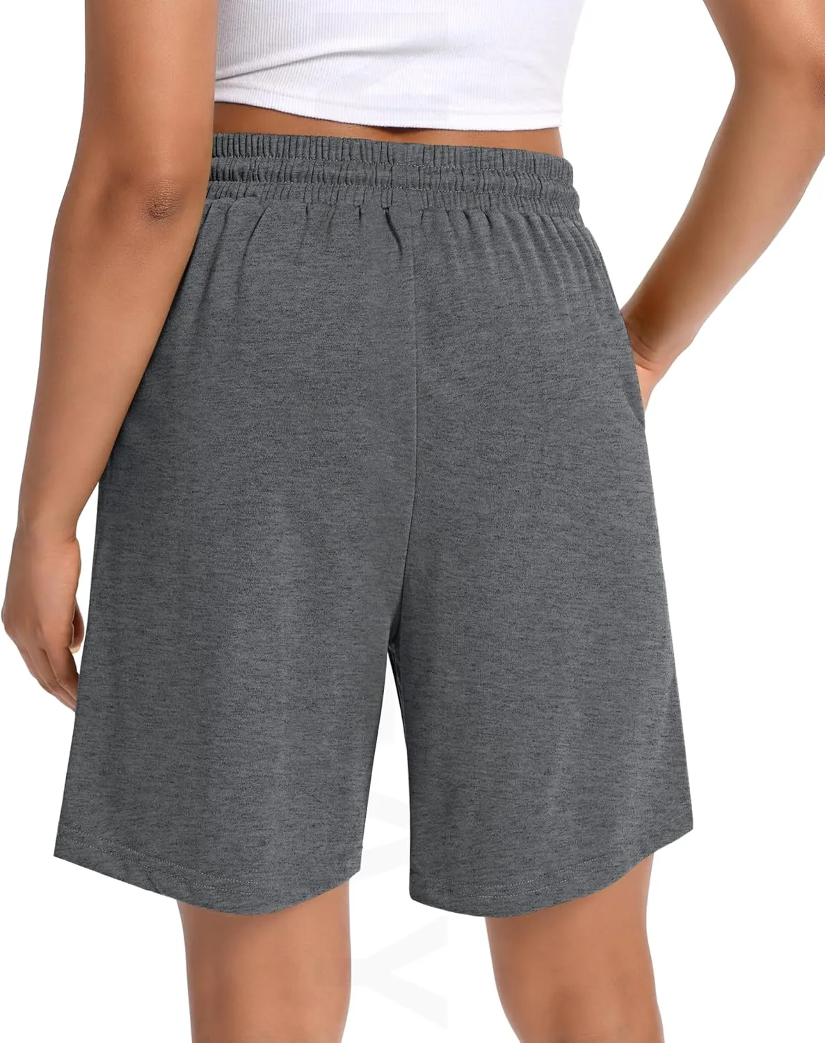 Women Cotton Sweat Shorts Casual Summer High Waist Loose Drawstring Athletic Shorts with Pockets