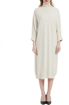Women's Crew Neck Long Sleeve Over Knee Length Pullover Loose Oversized Bodycon Sweater Dress